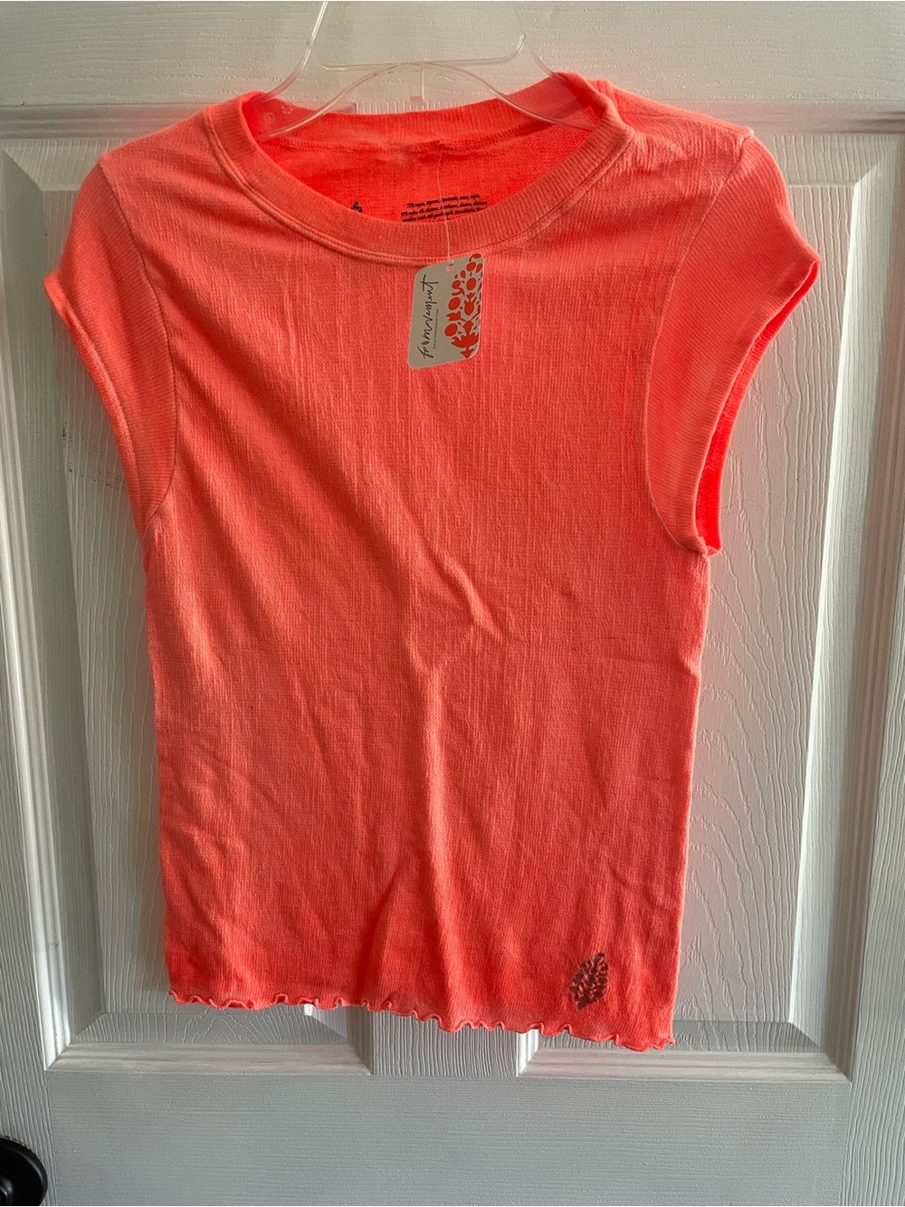 Free People Movement short sleeve top shirt XS small NWT neon coral NEW